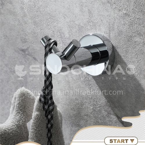Bathroom simple stainless steel double hook coat hookHDP-08061-1